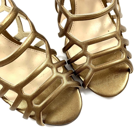 VINCE CAMUTO gold leather caged high heel shoes - Picture 14 of 16